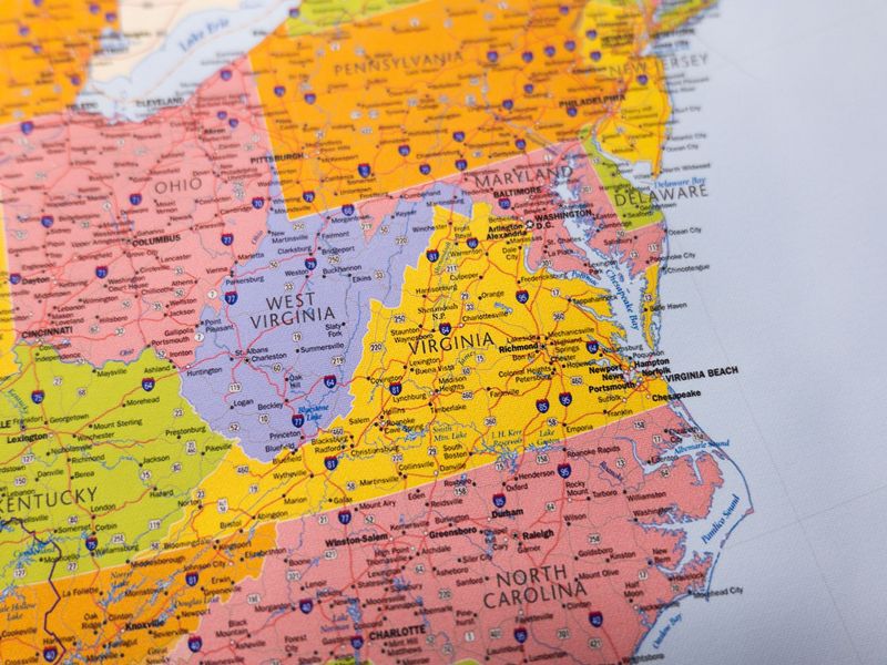 A map of the eastern portion of the United States.