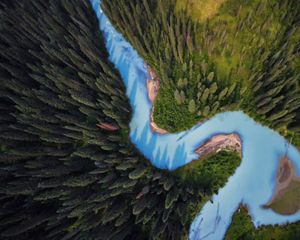 Aerial view of Holmes River, British Columbia.