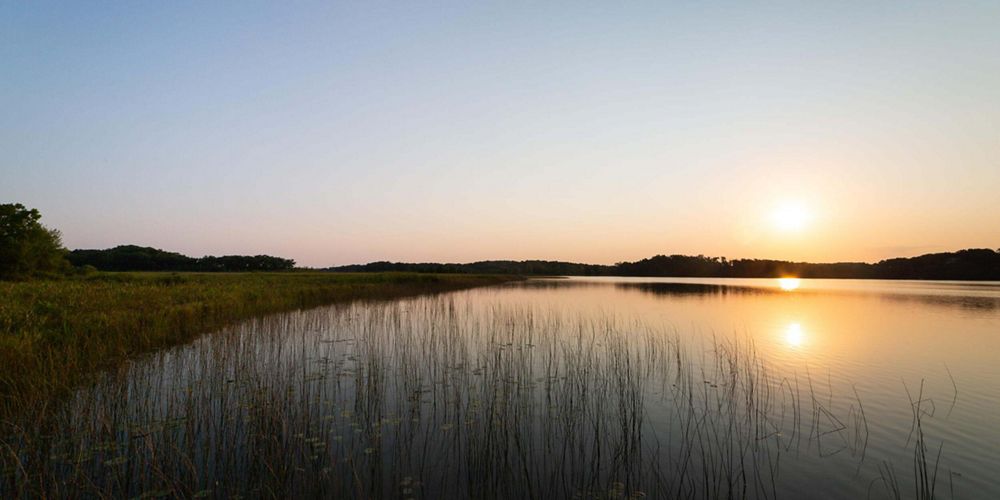Sunset over a lake. 